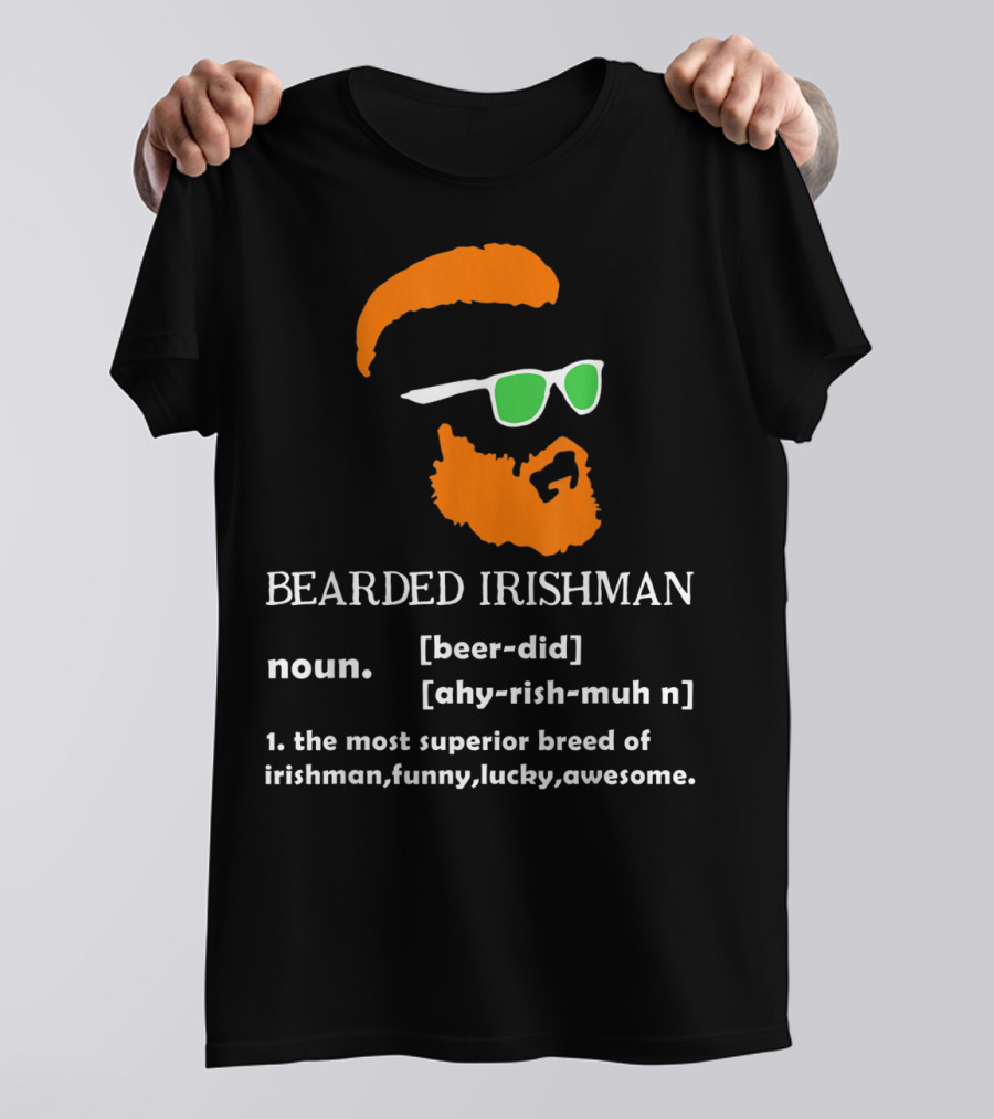Bearded Irishman Funny St Patrick's Day Beard Lover Noun Definition T-Shirt