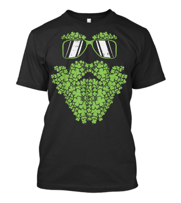 Shamrock Beard Sunglasses Irish Hipster T-Shirt