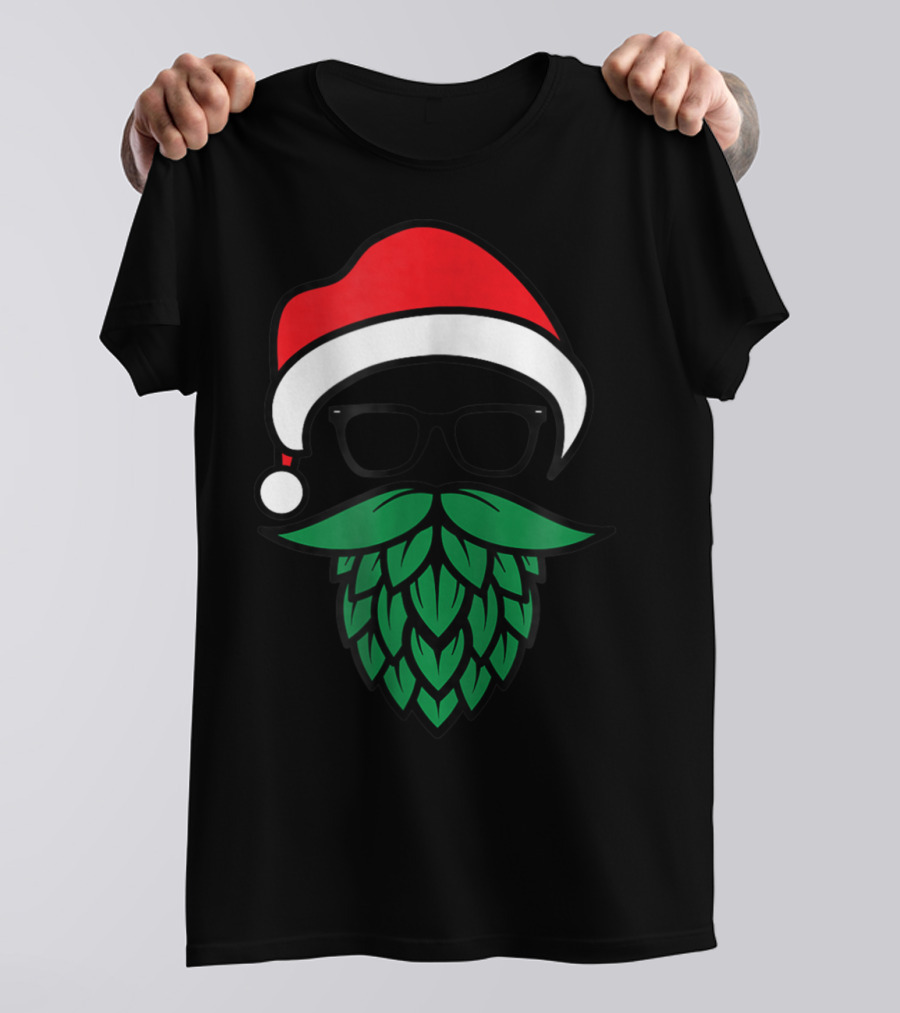 Hipster Santa Christmas Hops Beard For Beer Lovers T-Shirt