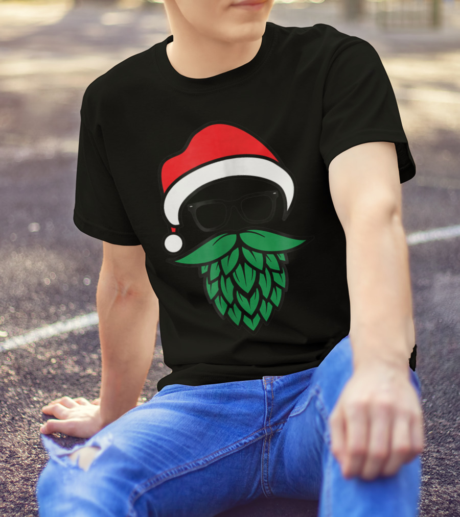 Hipster Santa Christmas Hops Beard For Beer Lovers T-Shirt