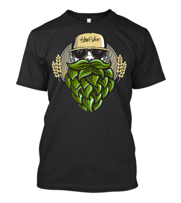 Hop Vine Green Leaf Beard With Wheat And Sunglasses T-Shirt