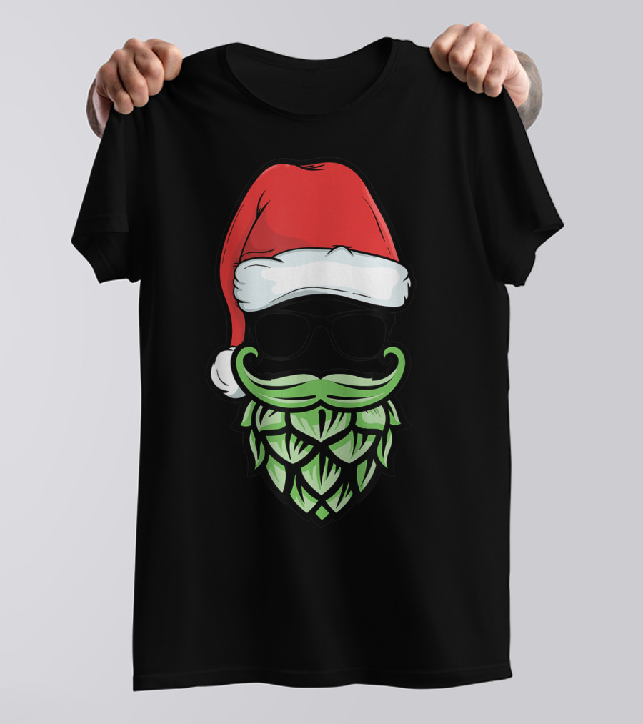 Hipster Santa With Hops Beard Christmas Beer Lover T-Shirt