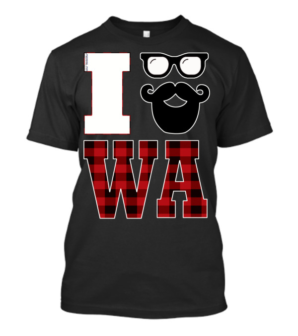 I Love Heart Glasses Beard WA Washington State Hipster Beard T-Shirt