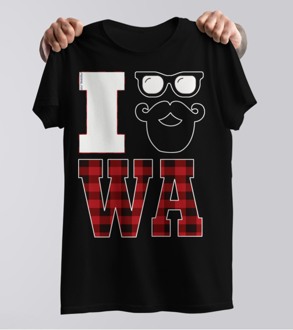 I Love Heart Glasses Beard WA Washington State Hipster Beard T-Shirt
