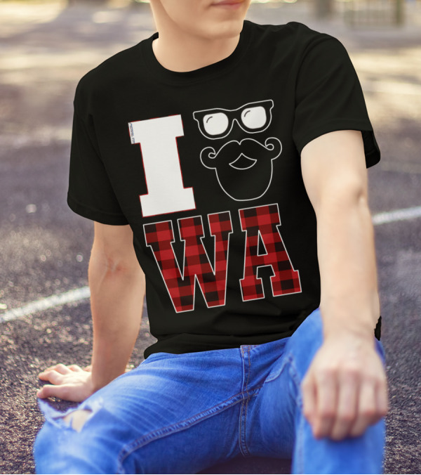 I Love Heart Glasses Beard WA Washington State Hipster Beard T-Shirt