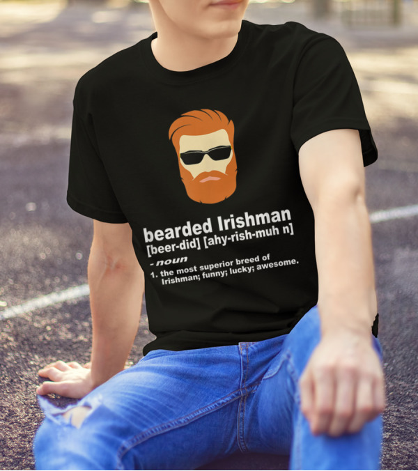 Bearded Irishman Definition With Copper Red Beard And Sunglasses T-Shirt
