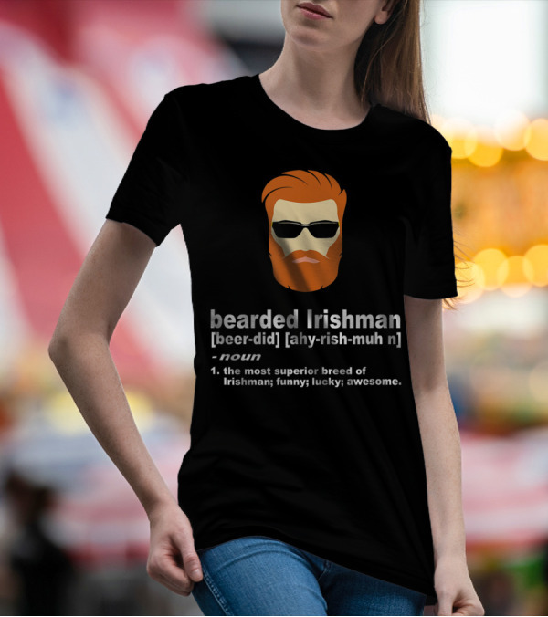 Bearded Irishman Definition With Copper Red Beard And Sunglasses T-Shirt