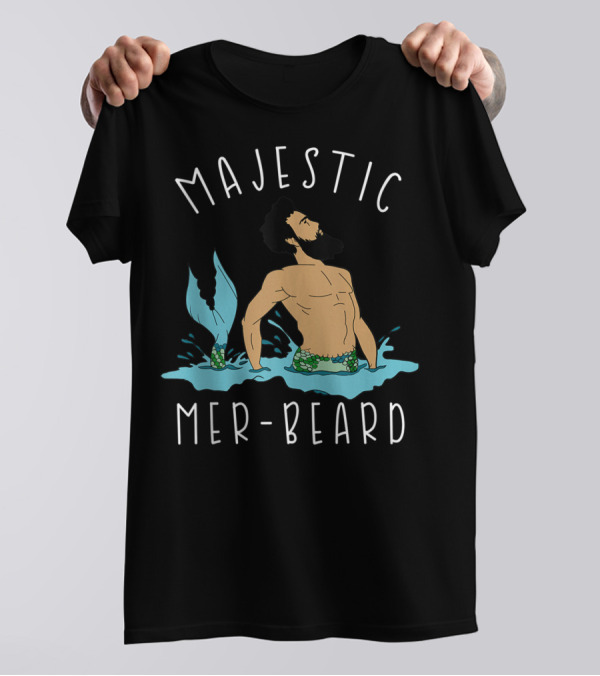 Majestic Mer-Beard Funny Beard Splashing Mer-Man T-Shirt