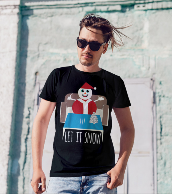 Let It Snow Funny Snowman Santa Humor Drug Reference T-Shirt