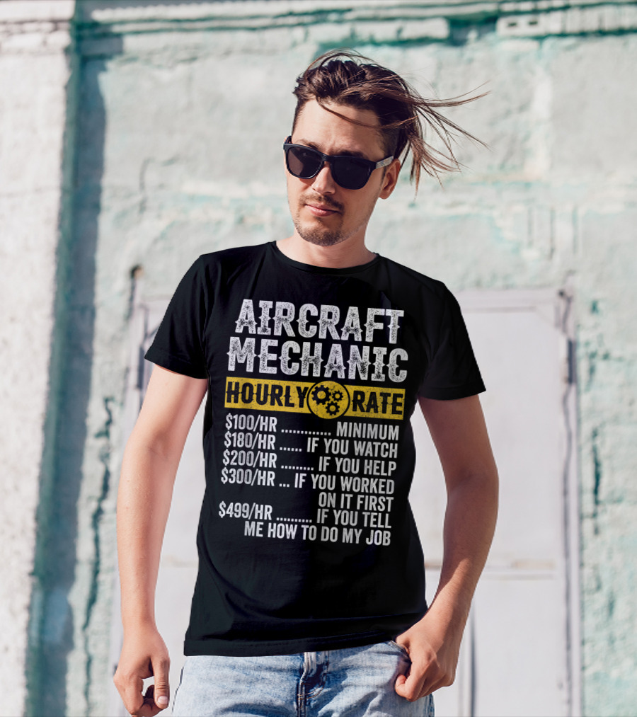 Aircraft Mechanic Hourly Rate Funny Vintage T-Shirt