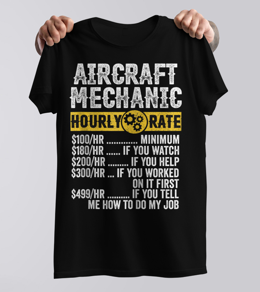 Aircraft Mechanic Hourly Rate Funny Vintage T-Shirt