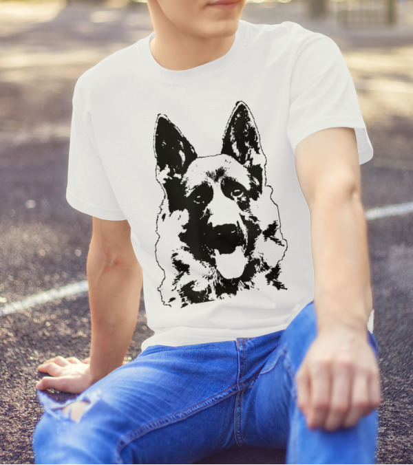 German Shepherd Dog Face I Love K9 German T-Shirt