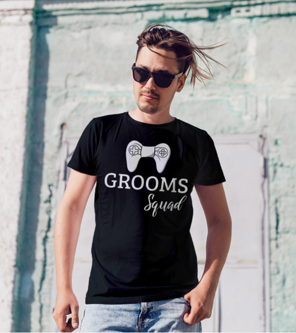 Grooms Squad Wedding Bachelor Party Groomsmen Game Controller T-Shirt