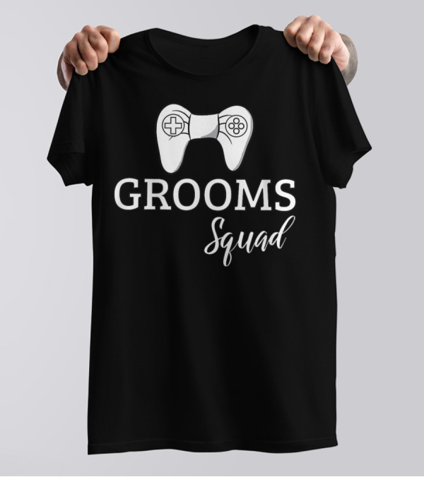 Grooms Squad Wedding Bachelor Party Groomsmen Game Controller T-Shirt