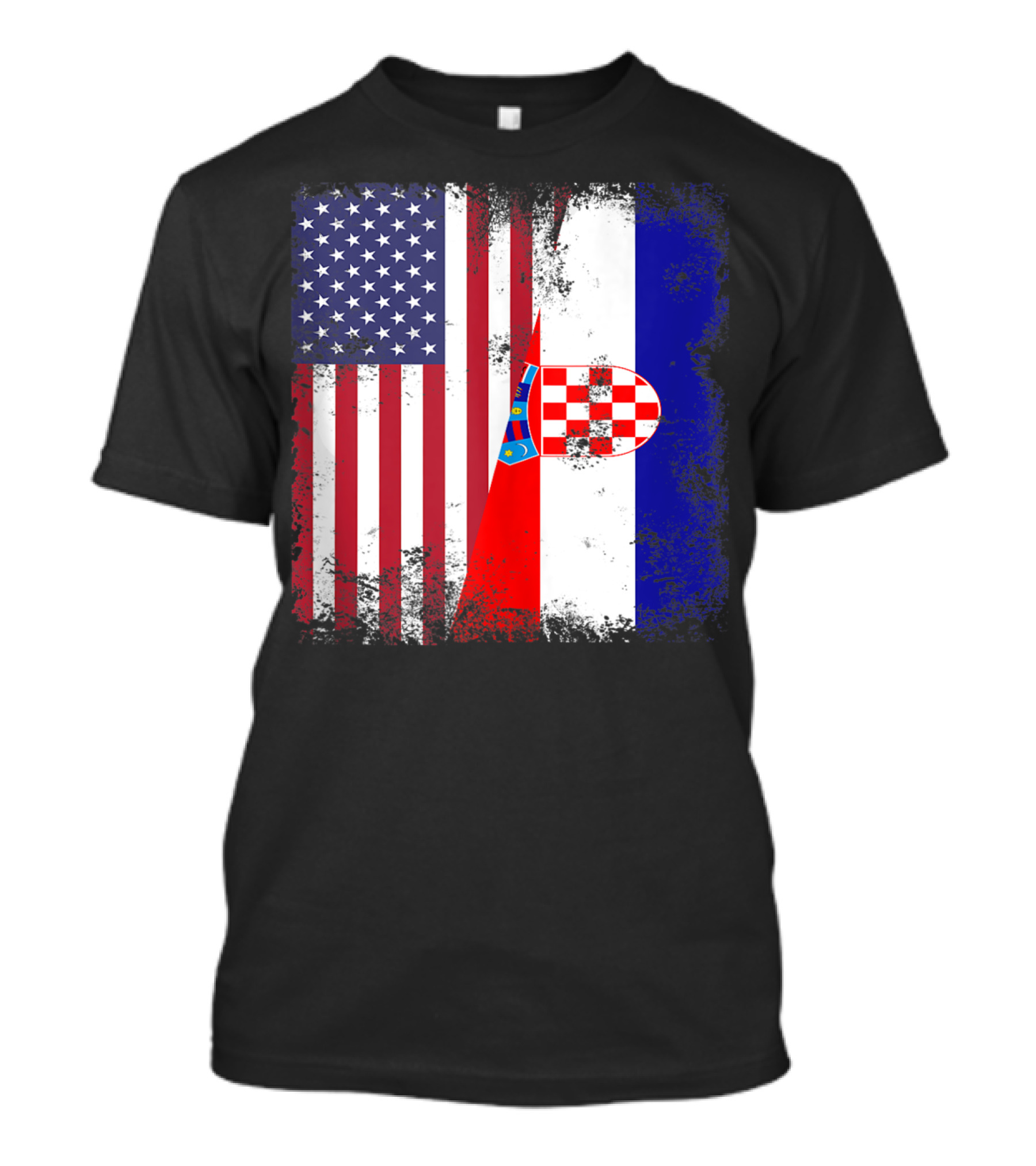 Half Croatian Flag Vintage Croatiausa American Croatian Flag T-Shirt