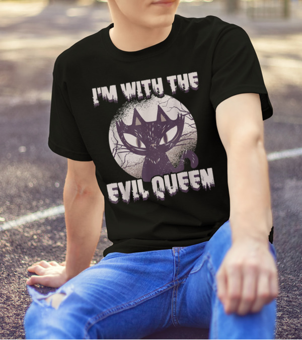I'm With The Evil Queen Halloween Cat T-Shirt