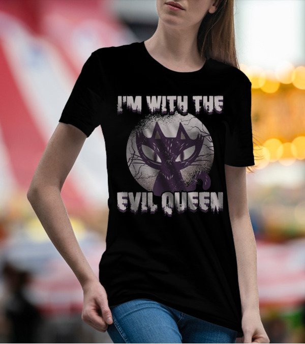 I'm With The Evil Queen Halloween Cat T-Shirt