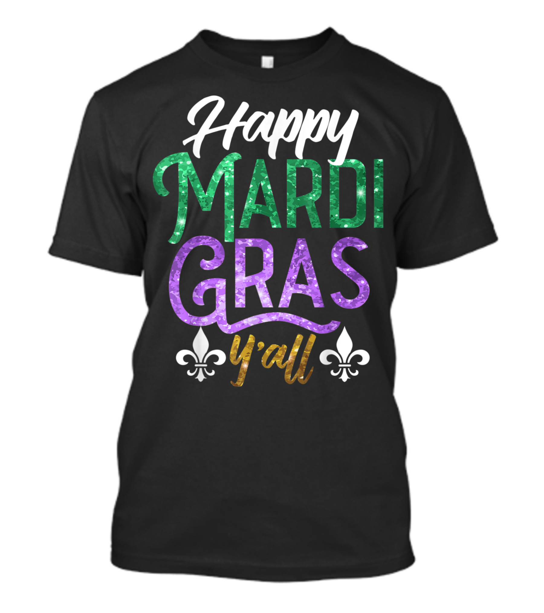 Happy Mardi Gras Y'all Cute Fat Tuesday Fleur-de-Lis Icons T-Shirt