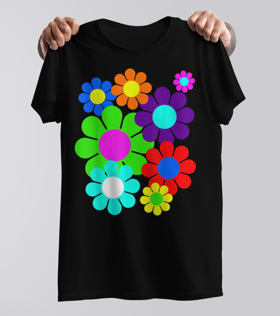 Hippie Flower Power Peace And Love Retro Colorful Blooms T-Shirt