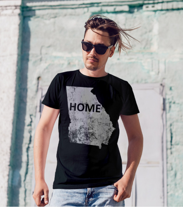 HOME Georgia State Map Distressed Grunge T-Shirt