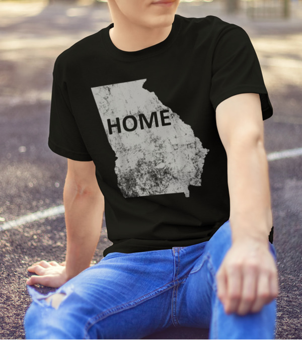 HOME Georgia State Map Distressed Grunge T-Shirt