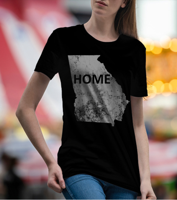 HOME Georgia State Map Distressed Grunge T-Shirt