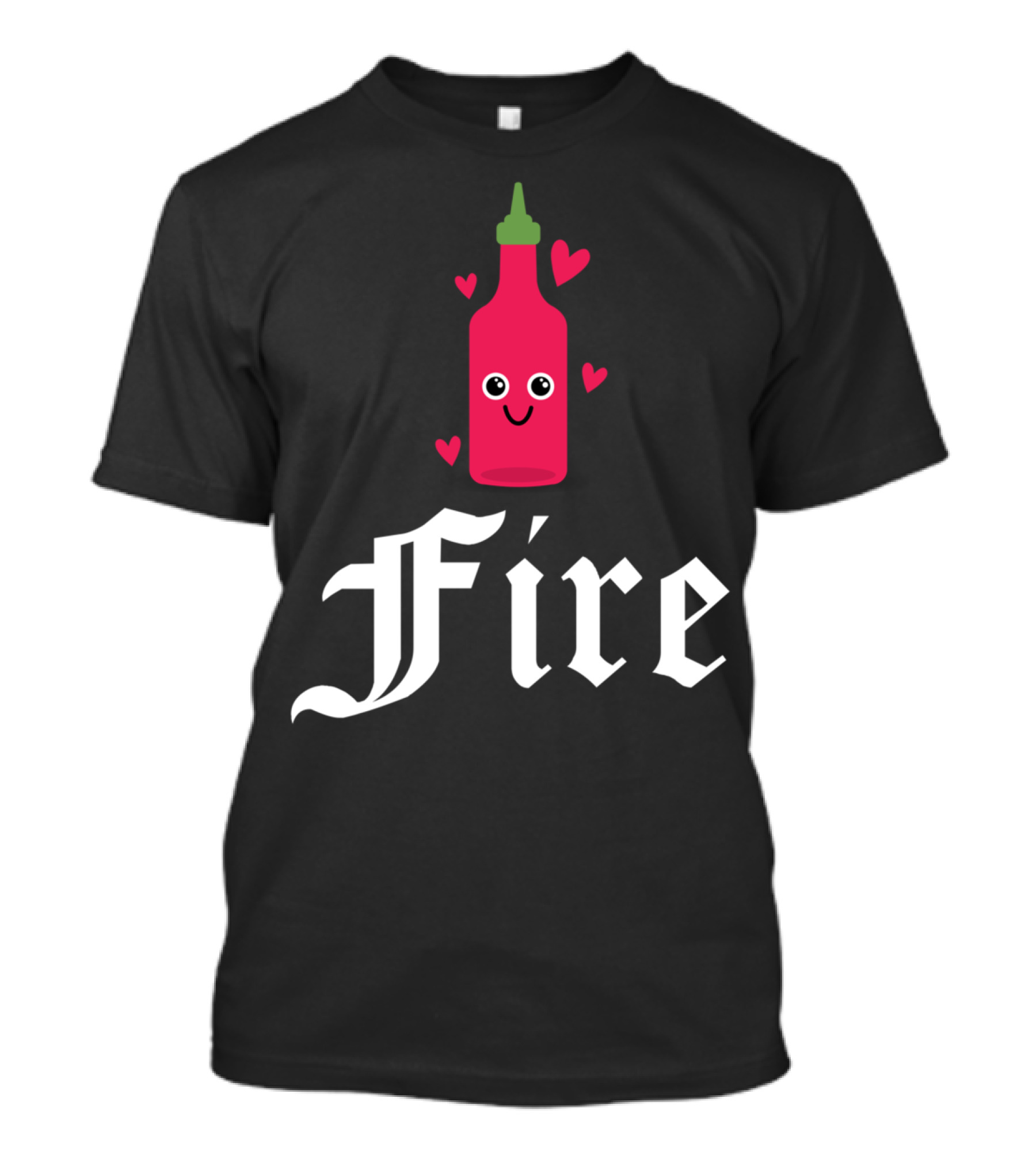 Hot Sauce Fire Hearts Bottle Love T-Shirt