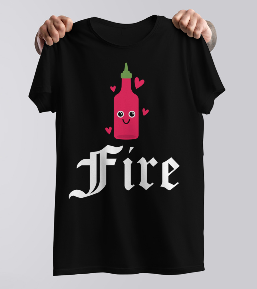 Hot Sauce Fire Hearts Bottle Love T-Shirt
