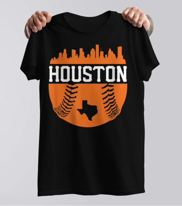 Houston Baseball Crush City Skyline Htown Texas T-Shirt