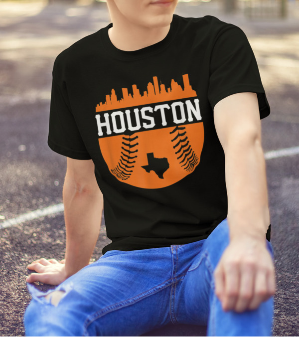 Houston Baseball Crush City Skyline Htown Texas T-Shirt