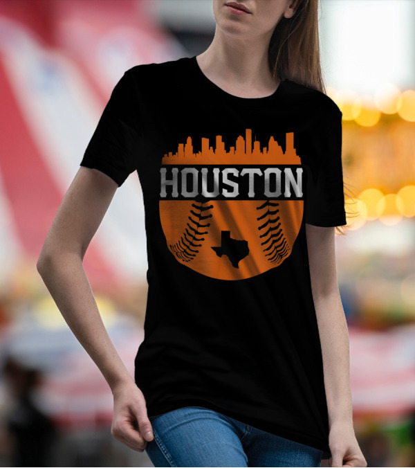 Houston Baseball Crush City Skyline Htown Texas T-Shirt