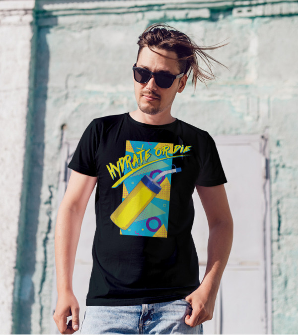 Hydro Homies Hydrate Or Die Retro Water Bottle T-Shirt