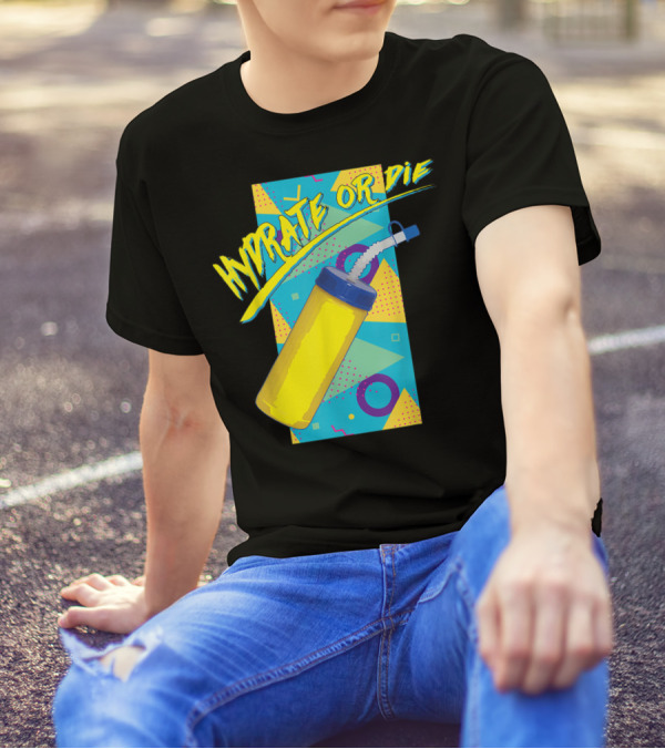 Hydro Homies Hydrate Or Die Retro Water Bottle T-Shirt