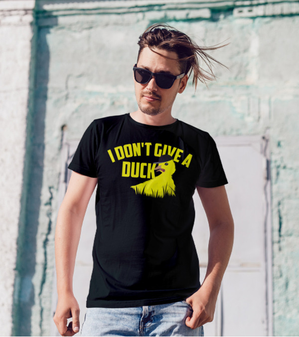 I Don't Give A Duck Funny Yellow Duck Wearing Hat T-Shirt