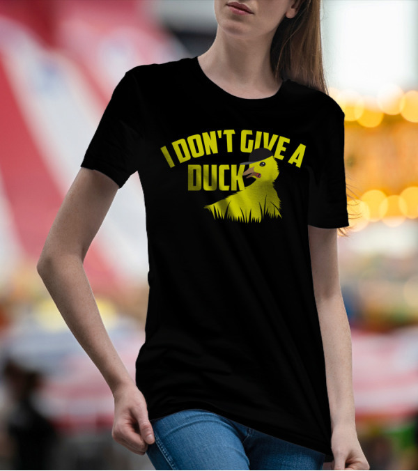 I Don't Give A Duck Funny Yellow Duck Wearing Hat T-Shirt
