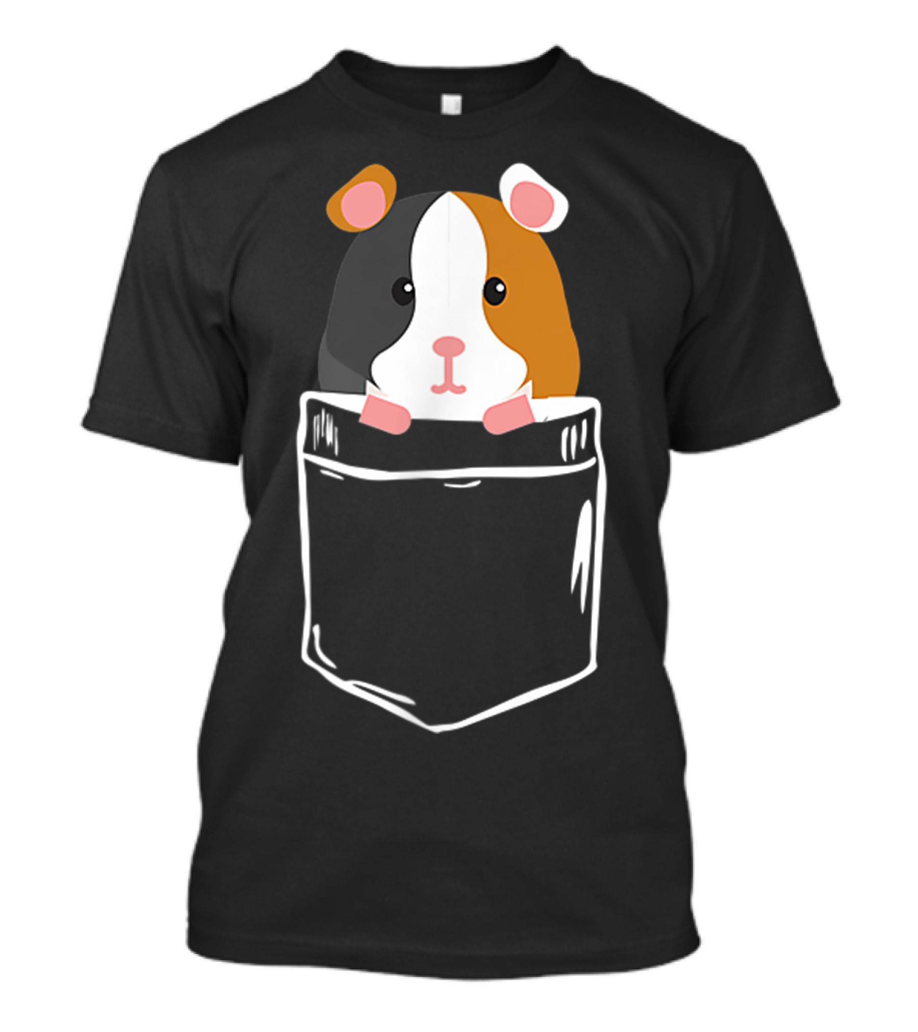 I Love Guinea Pig Pocket Owner Cavy Caricature Cute Pet Companion T-Shirt