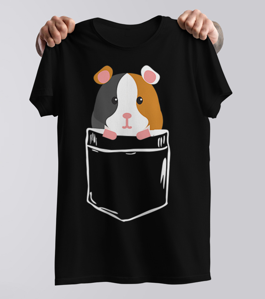 I Love Guinea Pig Pocket Owner Cavy Caricature Cute Pet Companion T-Shirt