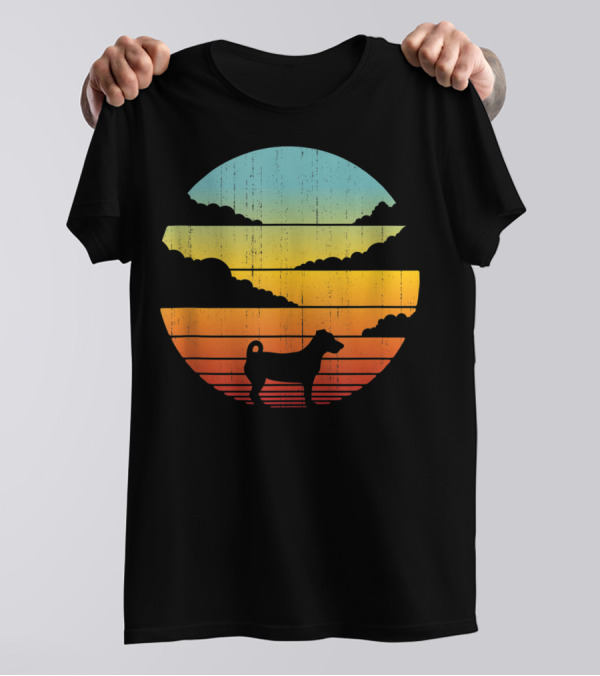 Jack Russell Silhouette Vintage Sunset 60S 70S T-Shirt