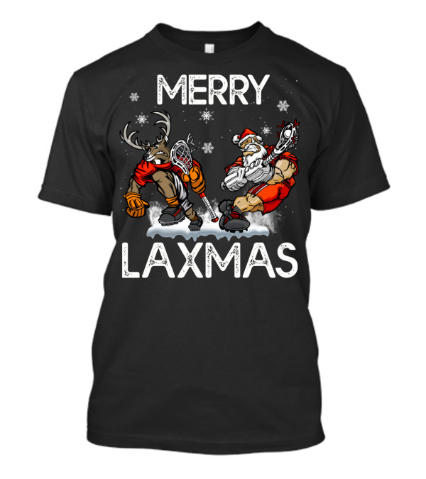 Merry Laxmas Santa And Reindeer Lacrosse Challenge T-Shirt