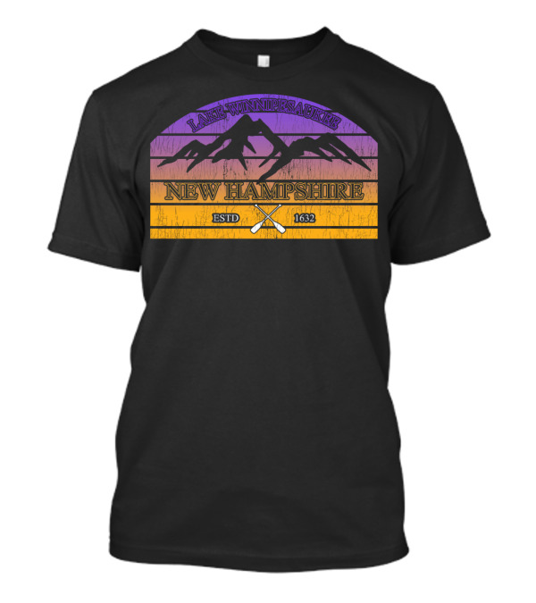 Lake Winnipesaukee New Hampshire ESTD 1632 Sunset Retro Mountains T-Shirt