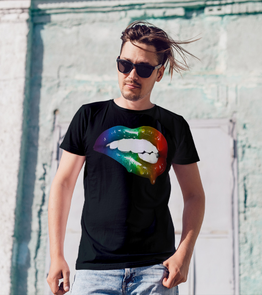 Rainbow Lips Cute Artful Makeup Addicts Lipstick Fashion Trends T-Shirt