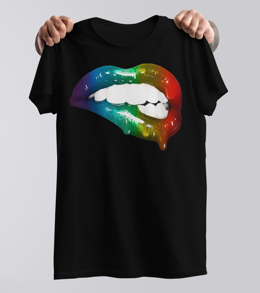 Rainbow Lips Cute Artful Makeup Addicts Lipstick Fashion Trends T-Shirt