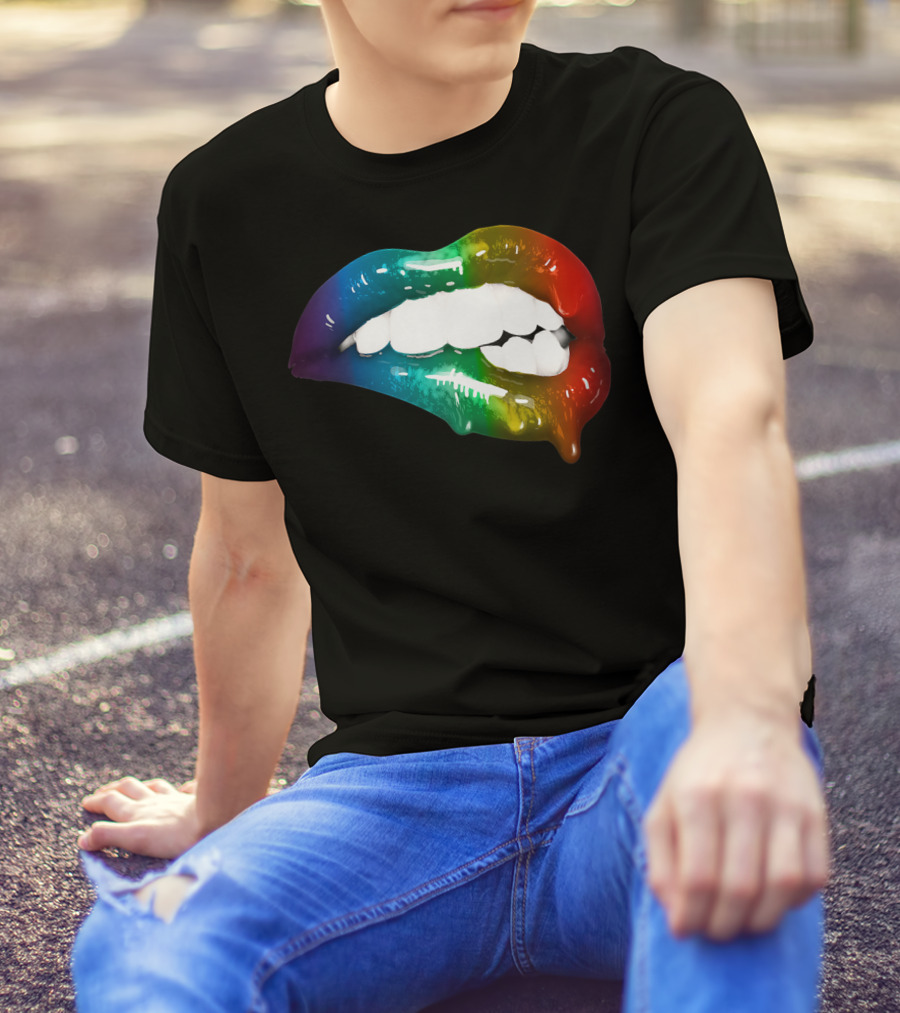 Rainbow Lips Cute Artful Makeup Addicts Lipstick Fashion Trends T-Shirt
