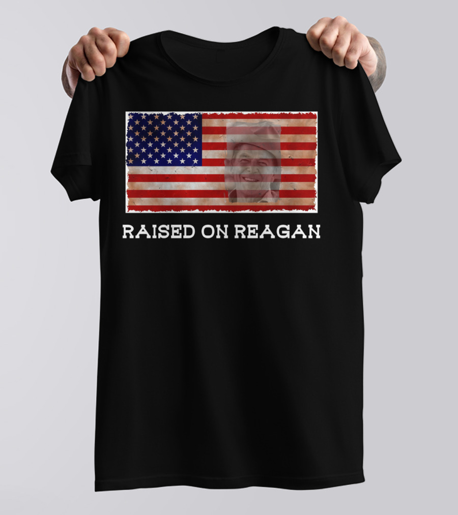 Raised On Reagan American Flag T-Shirt