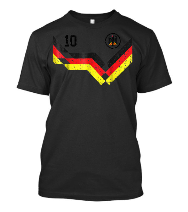Deutschland Retro Soccer Jersey Number 10 With German Eagle Emblem T-Shirt
