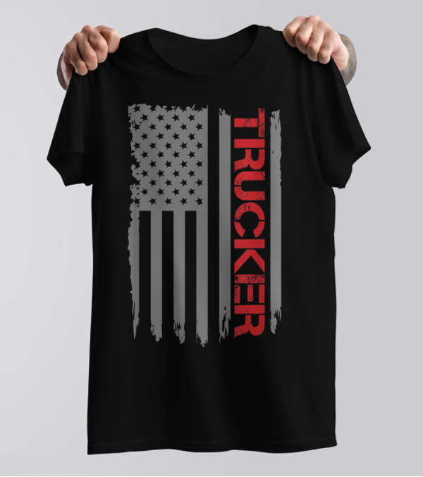 American Flag Trucker Retro Truck Driver T-Shirt