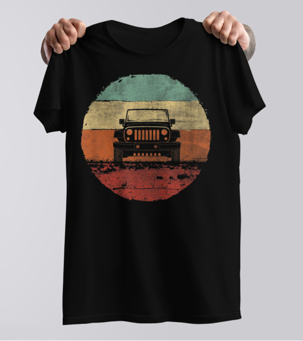Retro Vintage Jeeps Off Road Adventure Classic Stripes Iconic 4x4 Vehicle T-Shirt