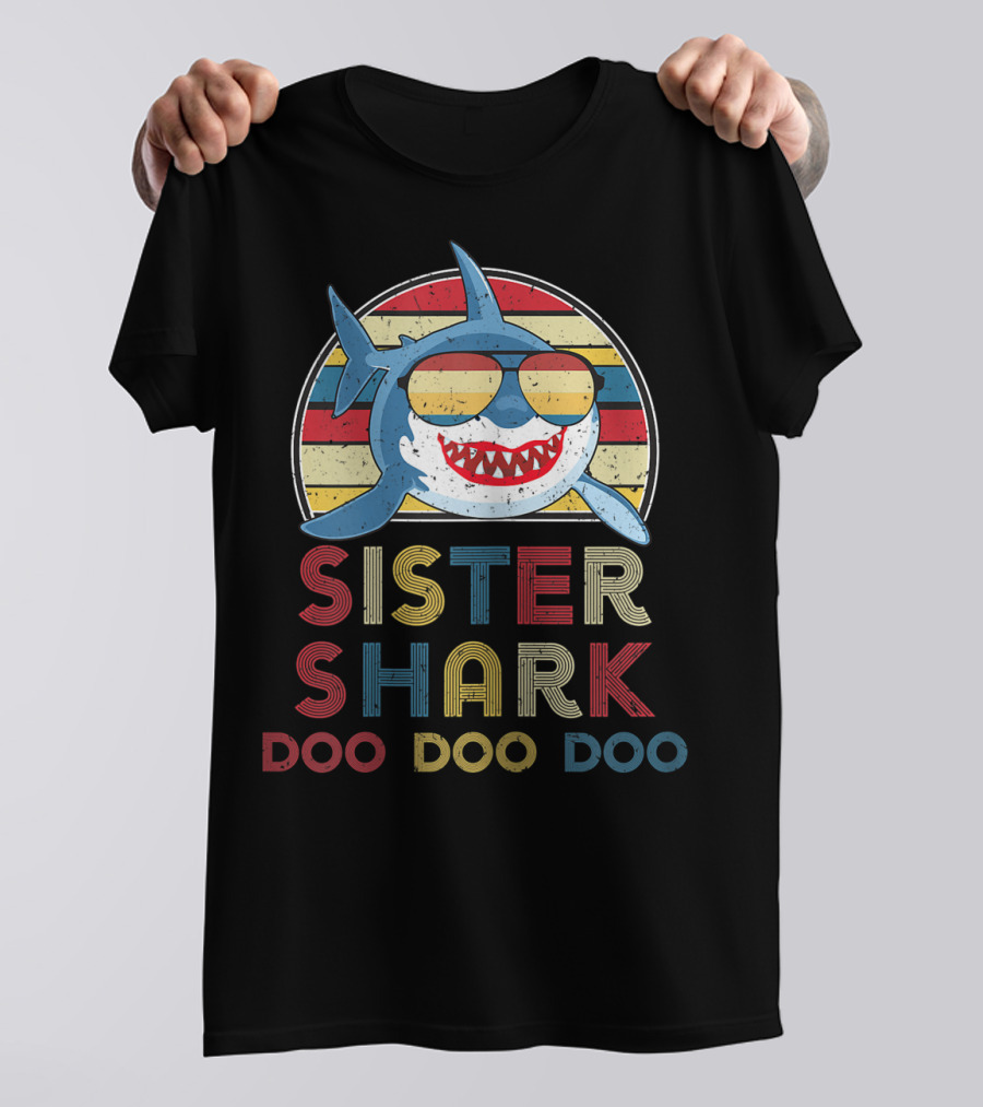 Sister Shark Doo Doo Doo Retro Vintage T-Shirt