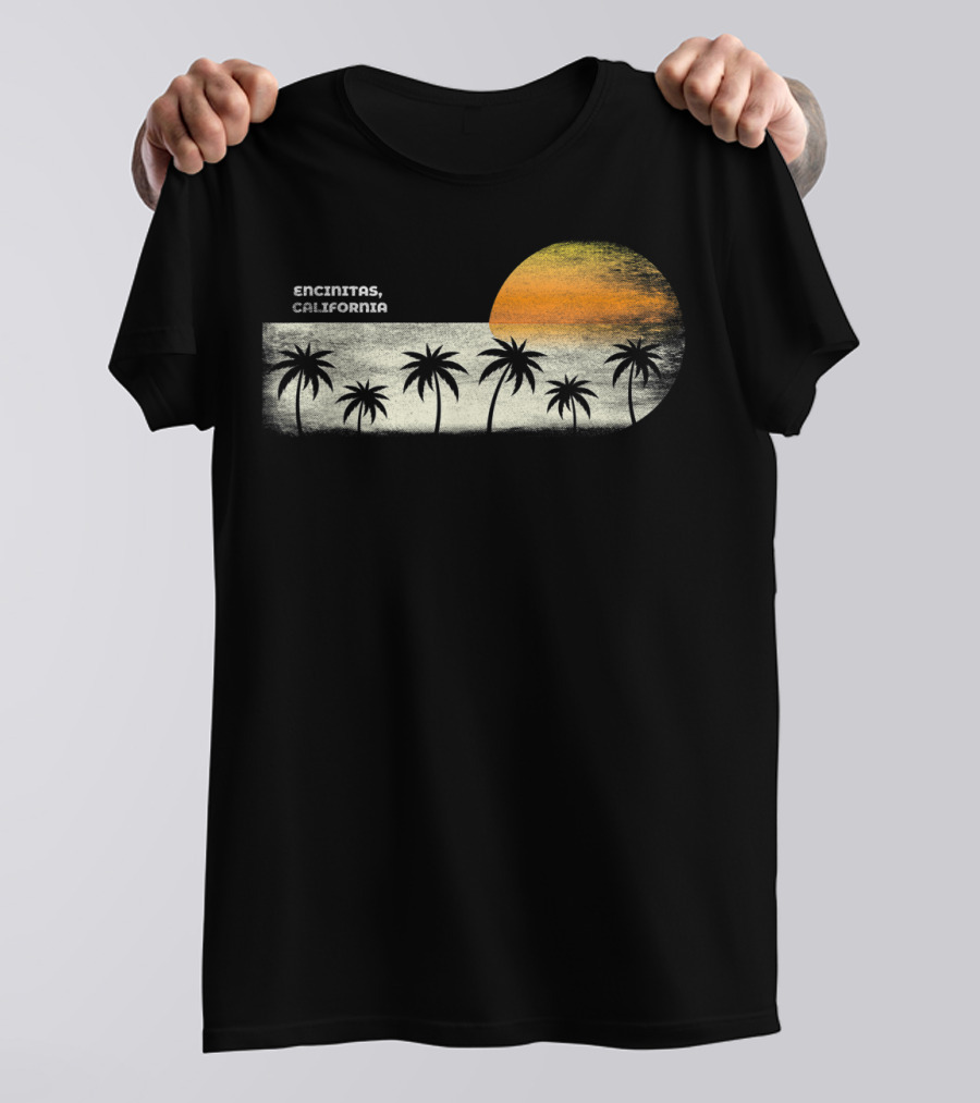 Encinitas California Ocean Sunset With Palm Trees T-Shirt