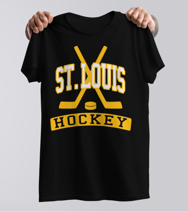 St. Louis Hockey Vintage Crossed Sticks And Puck T-Shirt